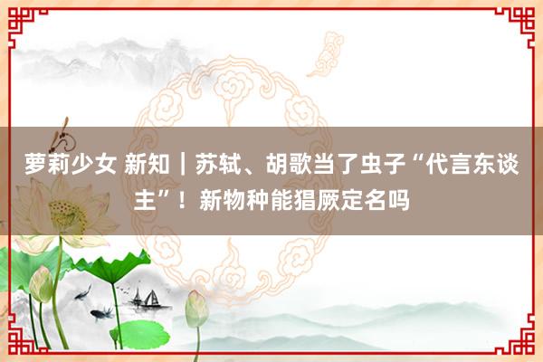 萝莉少女 新知｜苏轼、胡歌当了虫子“代言东谈主”！新物种能猖厥定名吗