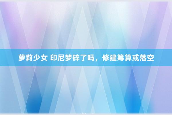 萝莉少女 印尼梦碎了吗，修建筹算或落空